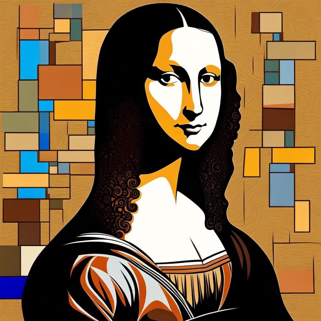 Abstract Mona Lisa in Complementary Colors