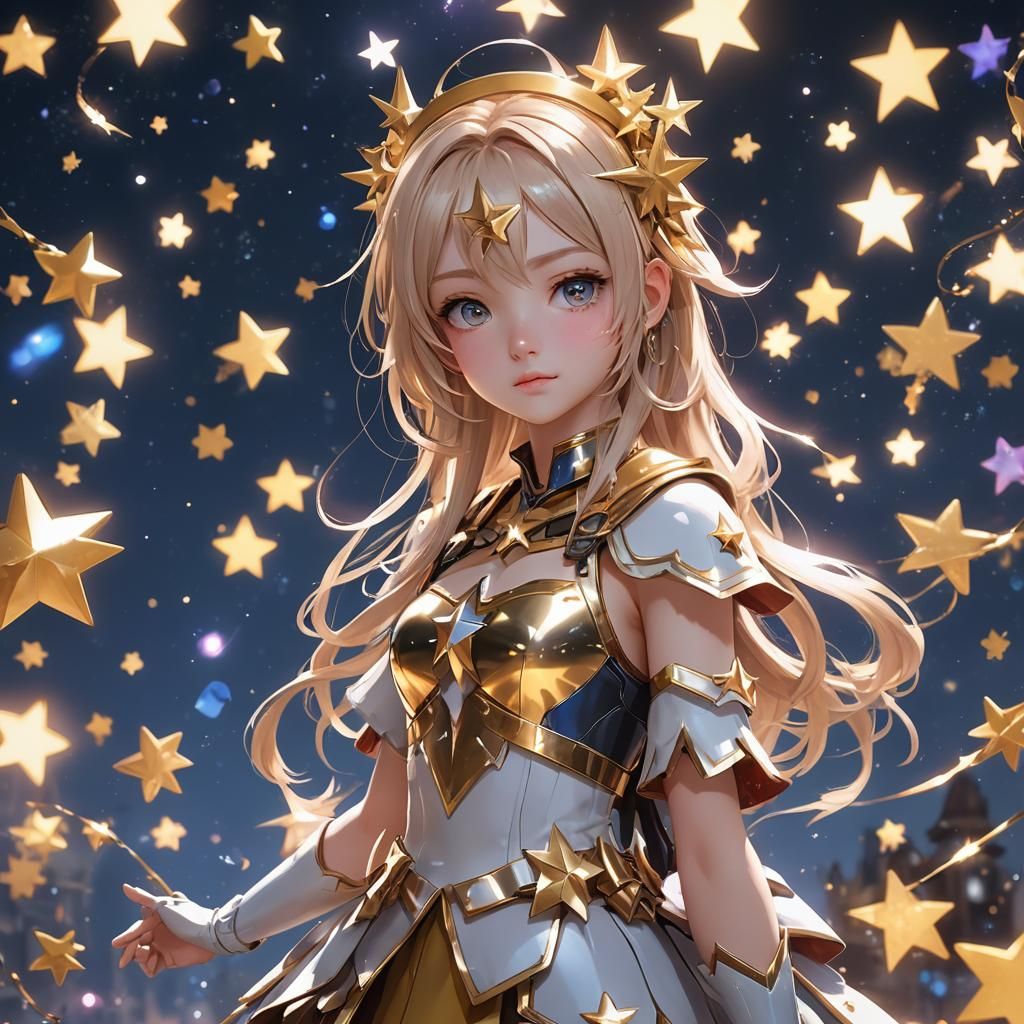 Cute Star Girl in 3D Anime Art