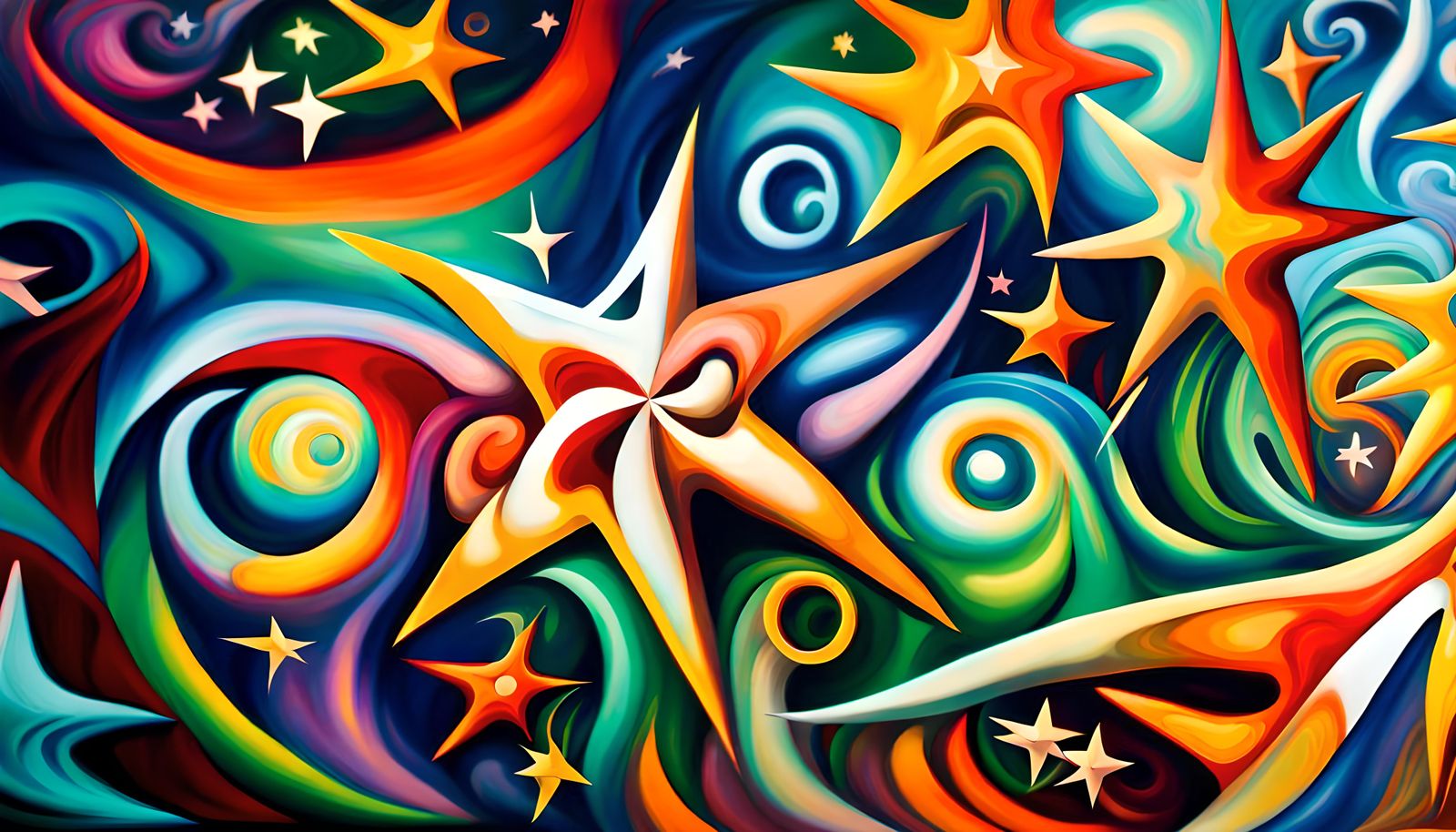 Colorful Star-Beings in Electromagnetic Plasma: Impasto Pain...