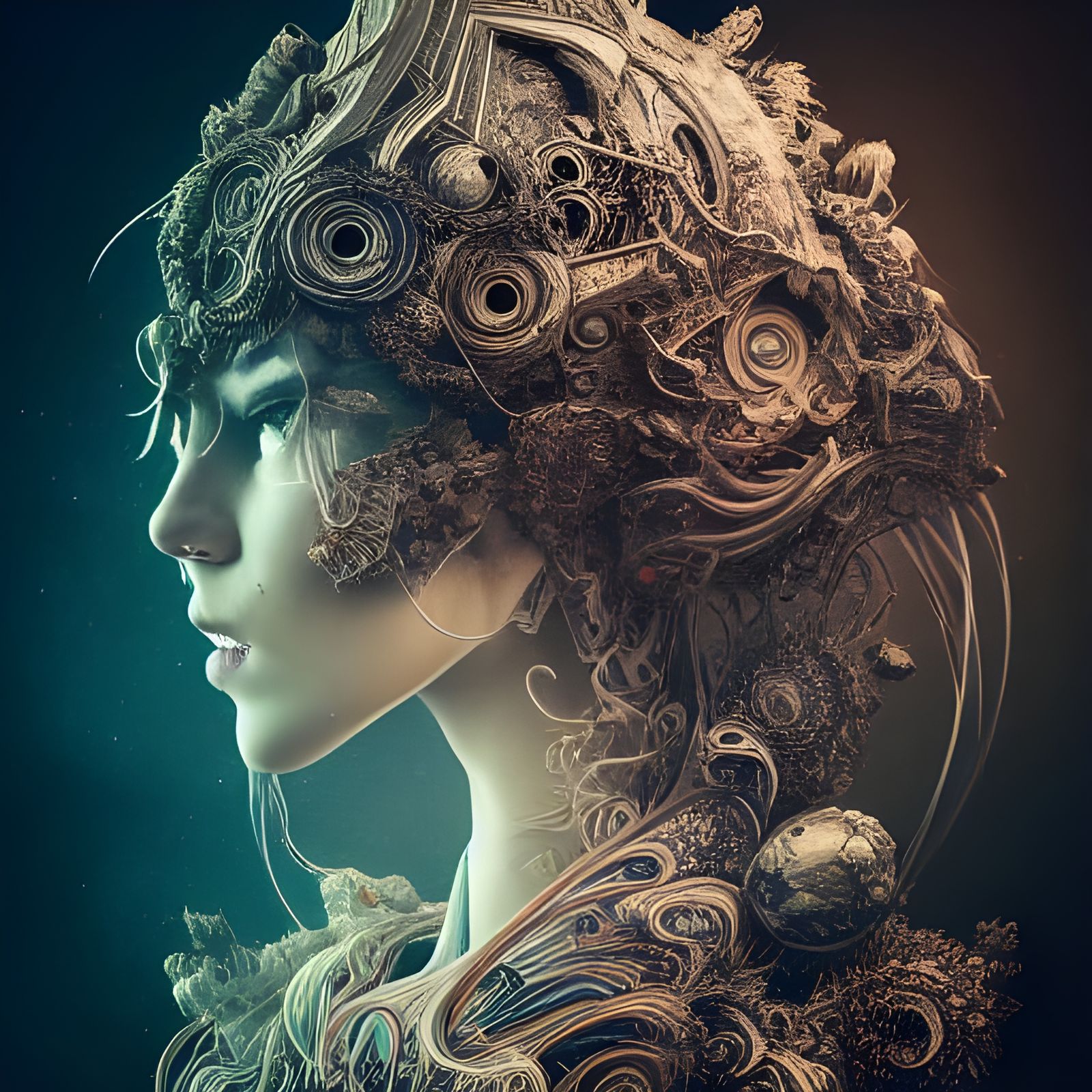 Elven Warrior Portrait in Rococo Style