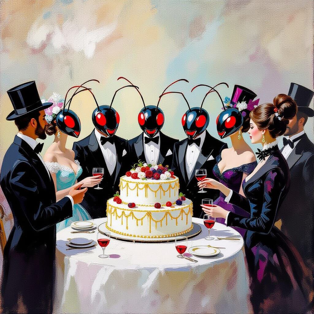 Giant Ants Celebrate Black Swan Day in Avant-Garde Style