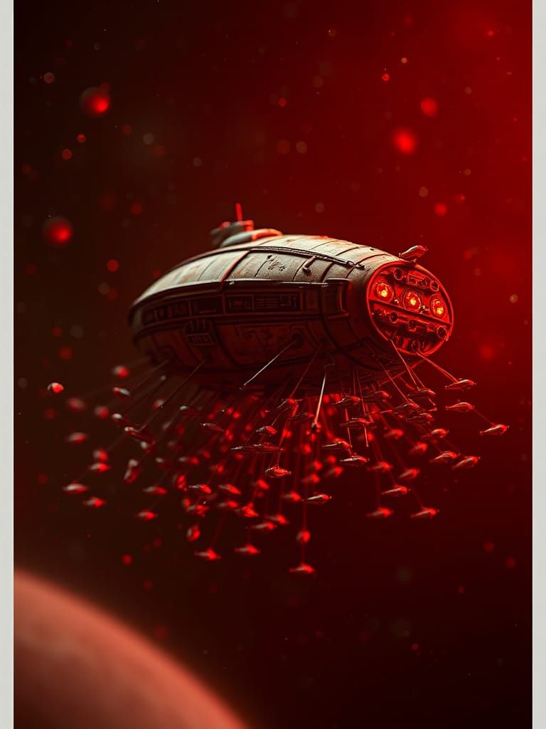 Sci-Fi Alien Spaceship Under Attack in Deep Space