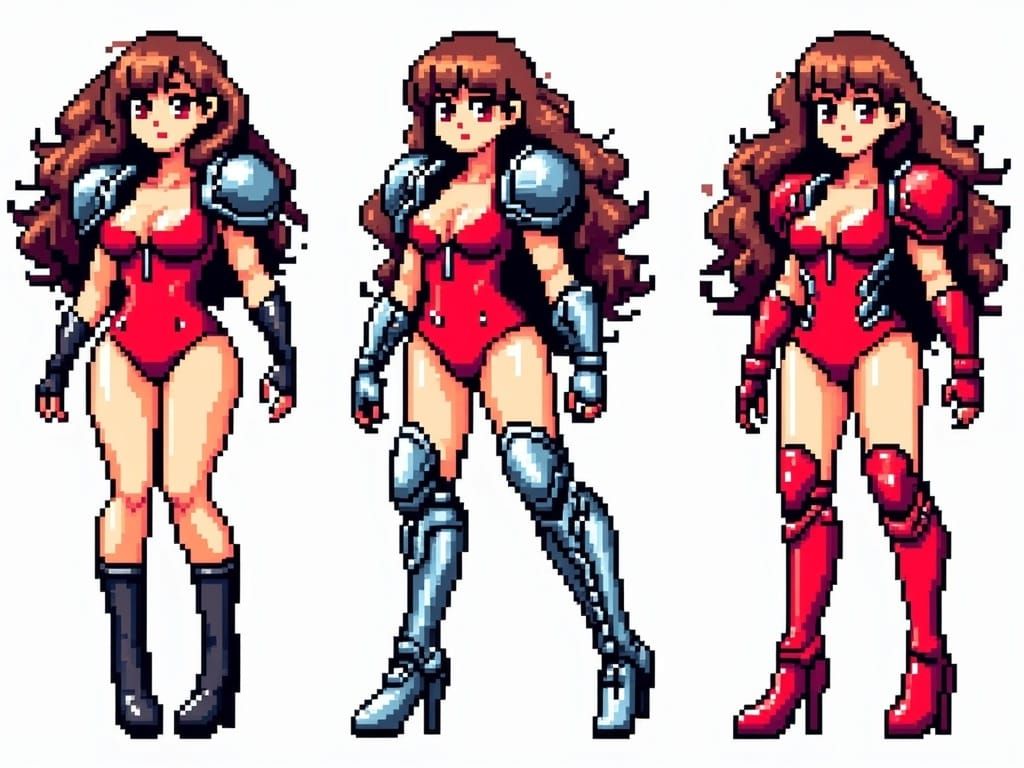 Crissy Corvette 16-bit style pixel art sprite sheet