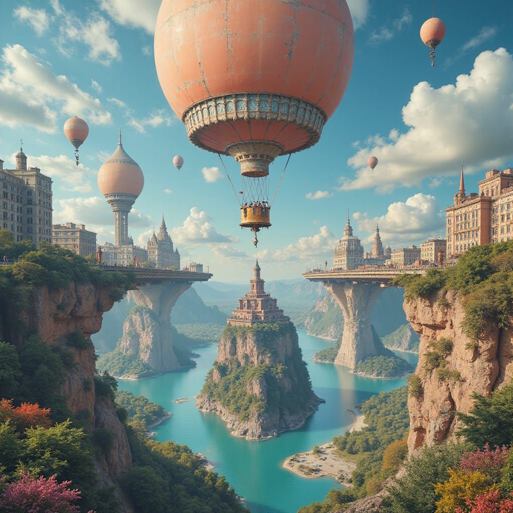 Surreal Dreamscapes with Floating Cities and Upside-Down Lan...