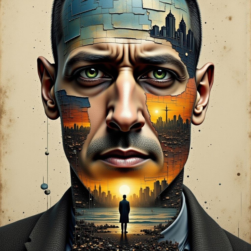 Surreal Hyper-Realistic Portrait in Vintage Painting Style