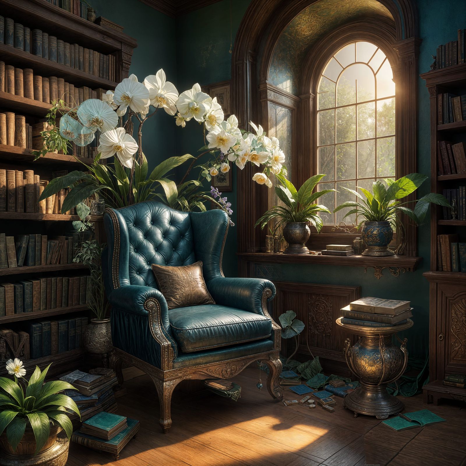 Intricate Room with Silk Decor and Ambient Lighting