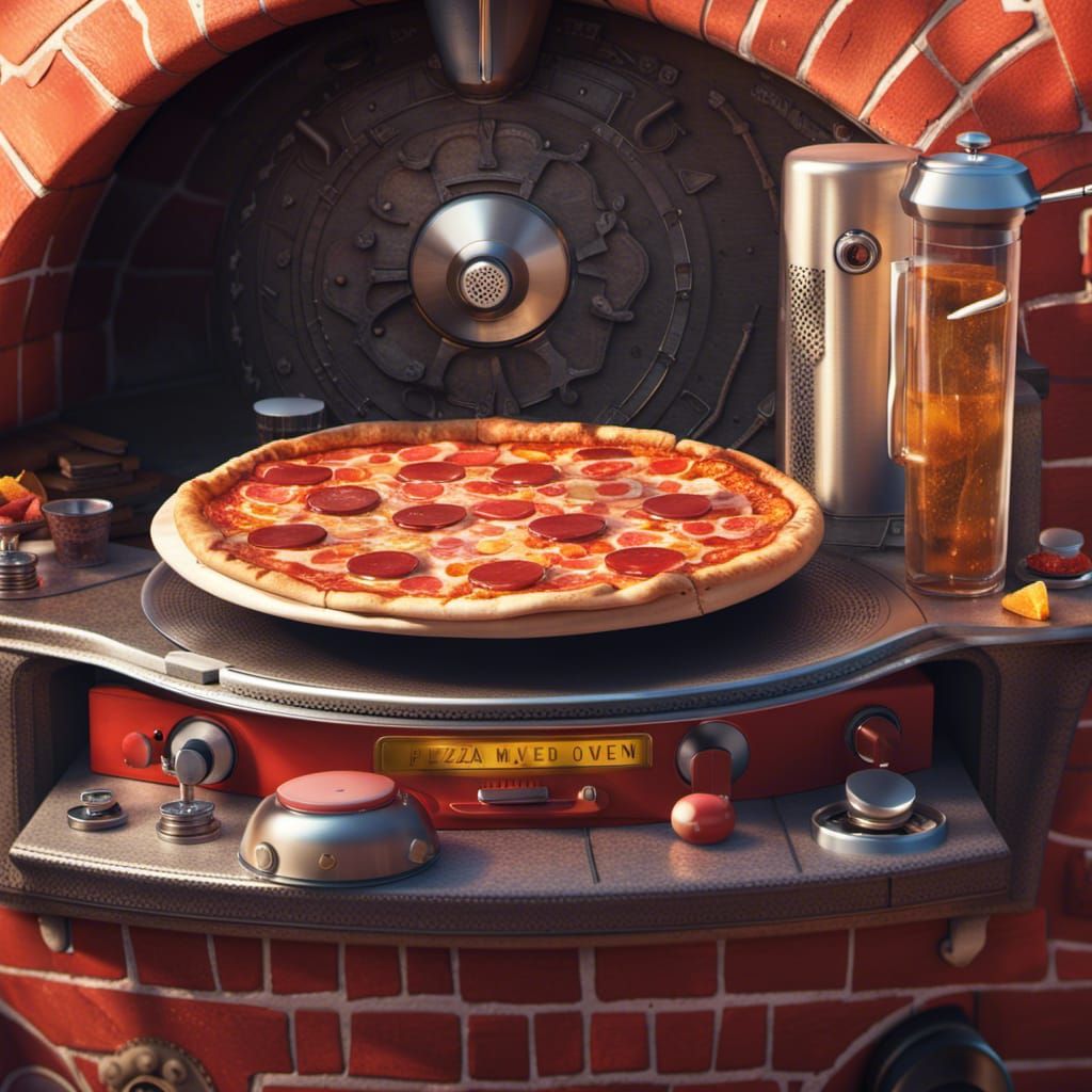 Hyperrealistic Pizza Oven Record Player Drink Dispenser