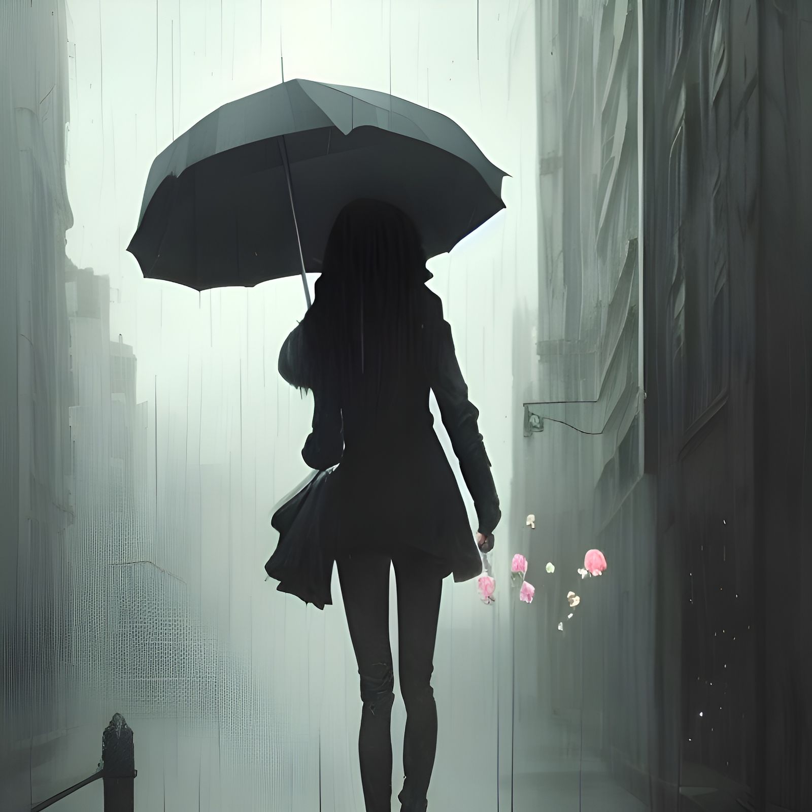 Woman Leaves Man in Rain, Sinister Art