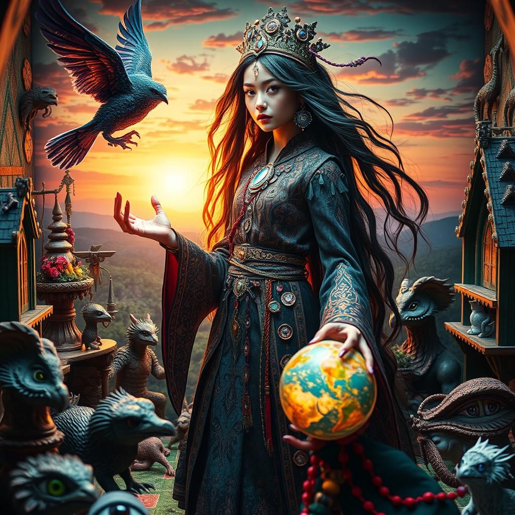 Dervish Sorcerer in Surreal Dollhouse: Digital Bio Art