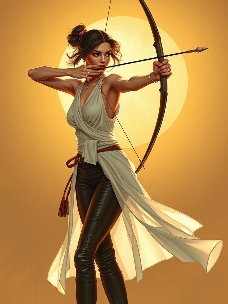 Sensual Archer in Art Nouveau Style