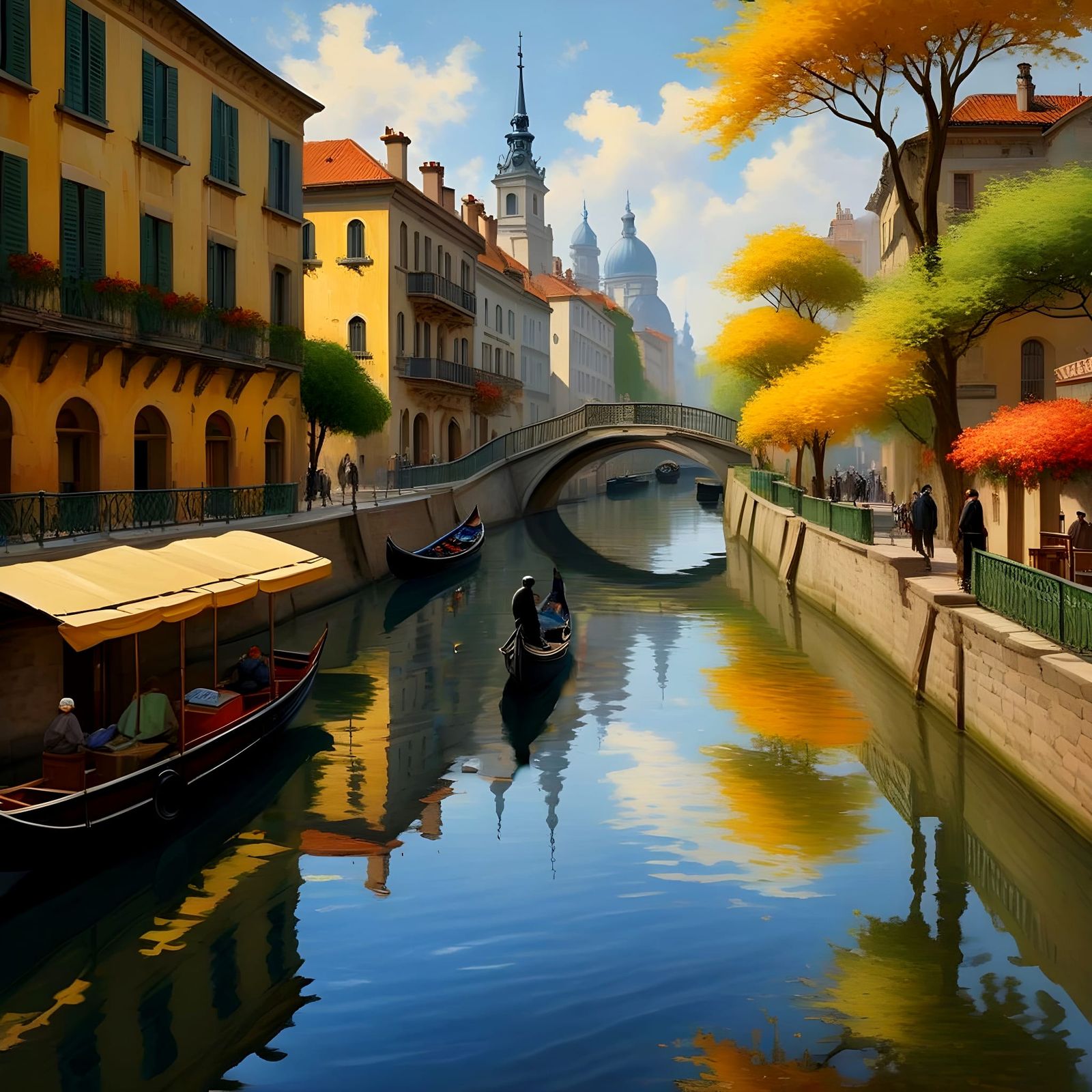 Moonlit Venice Scene in Impressionist Style