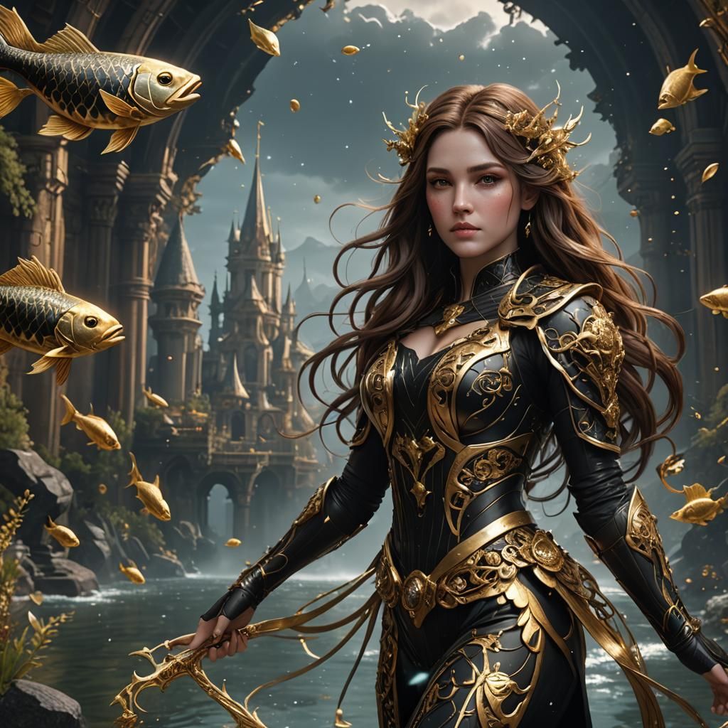 Pisces in Black and Gold: Fantasy Concept Art