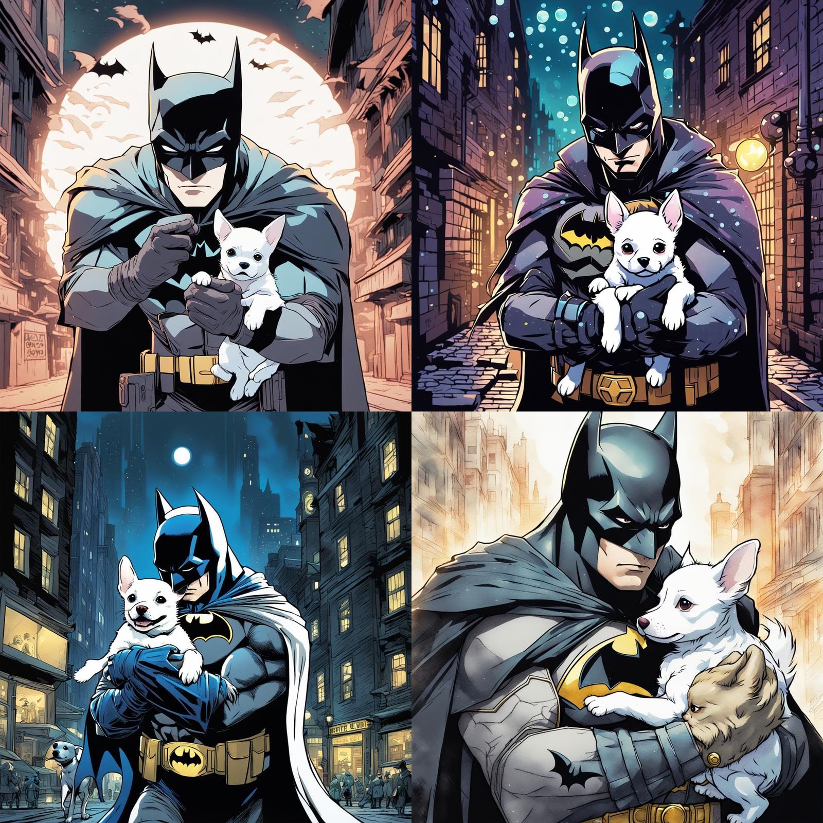 Batman and Puppy in Anime Style
