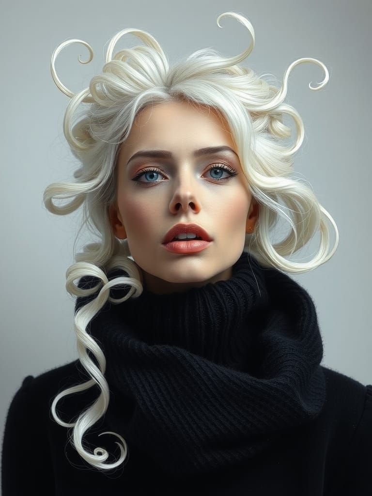 Surreal Portrait: Woman with Flowing Hair