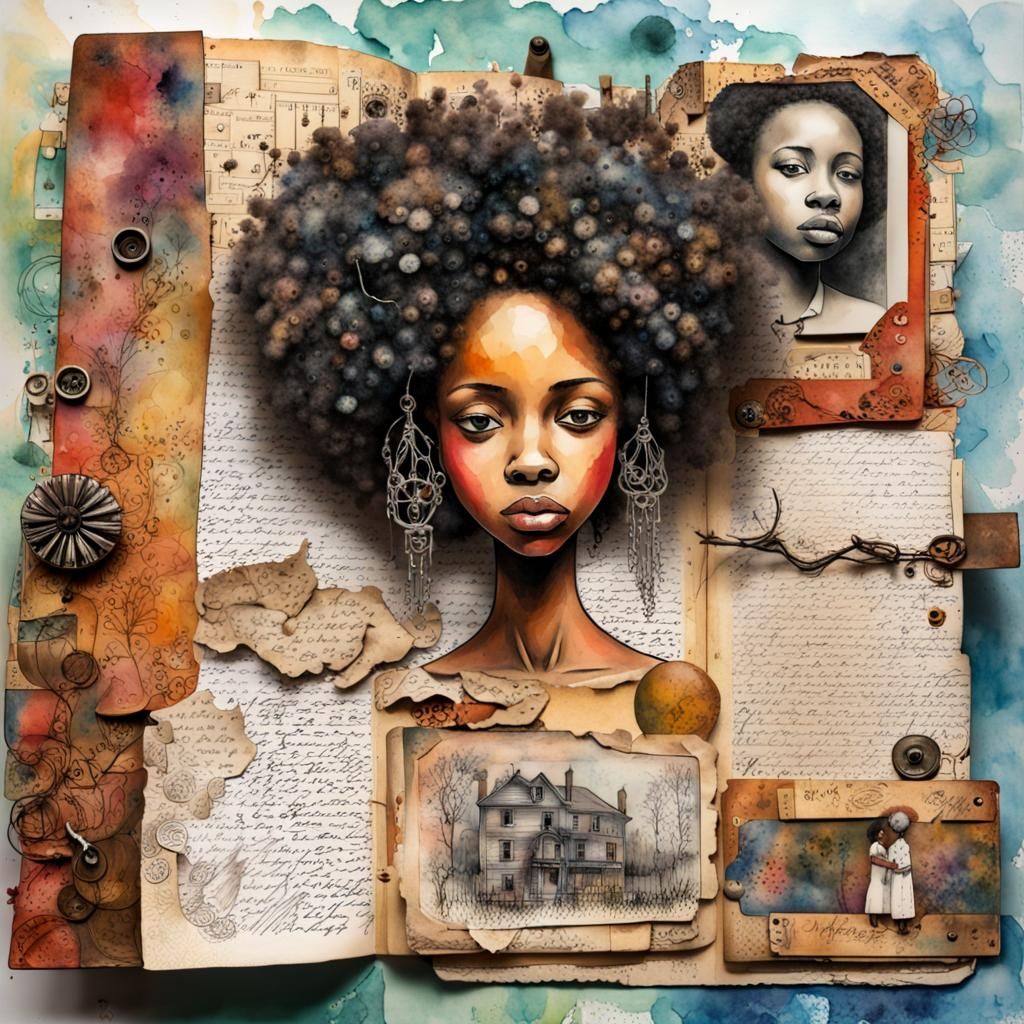 Scrapbook Page with Family Photos in Watercolor Style