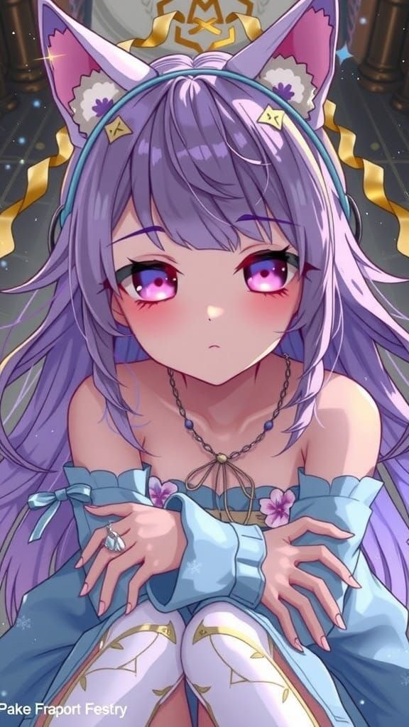 Serene Anime Girl with Feline Features