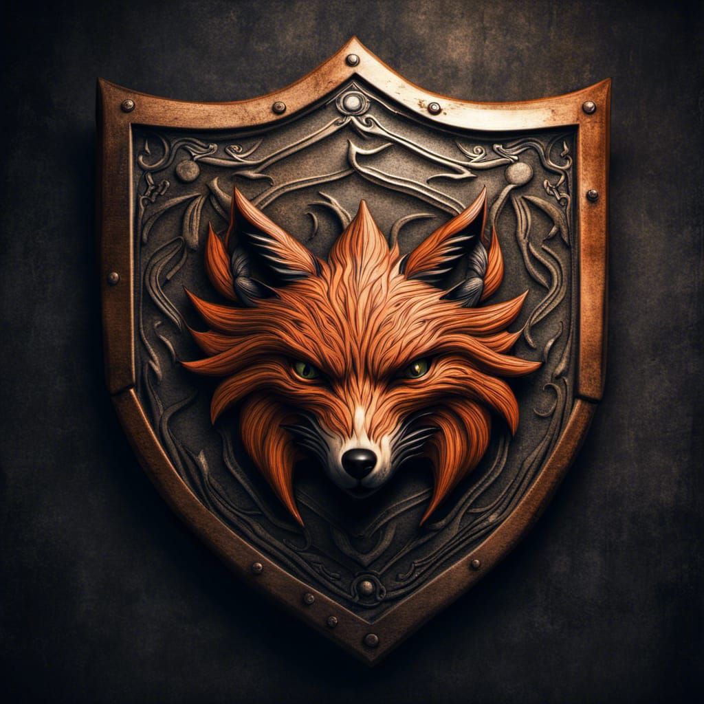 Hyperrealistic Nine-Tailed Fox Shield in HDR