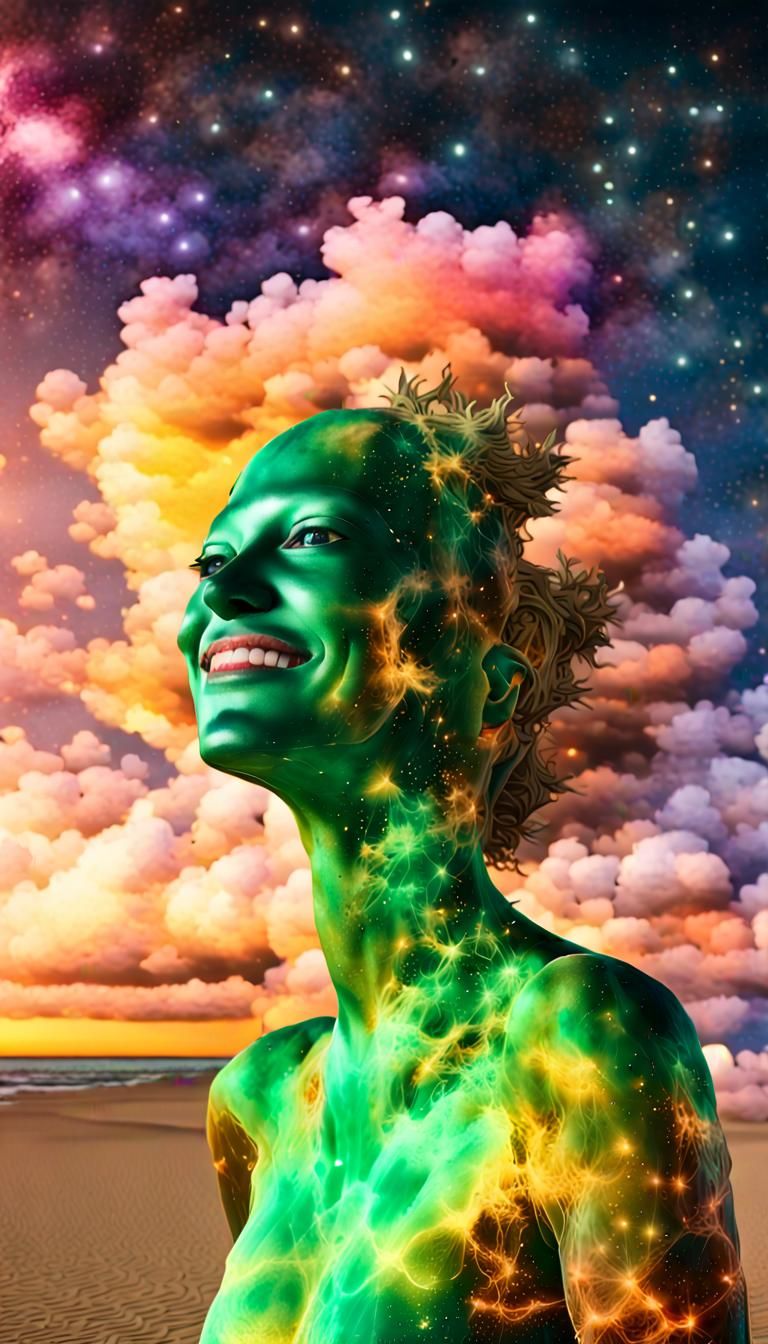 Nebula in Woman's Form Watched by Android