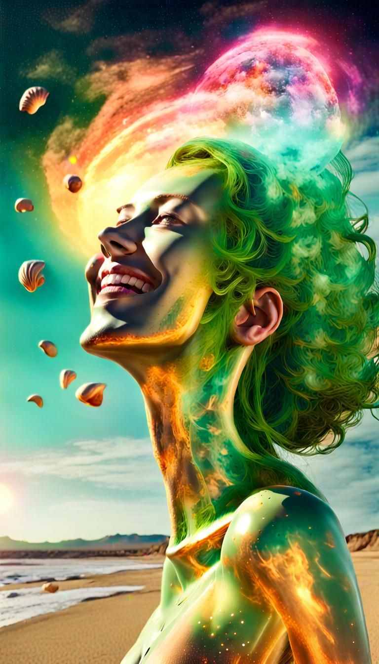 Nebula in Shape of Smiling Woman: Surreal Digital Art