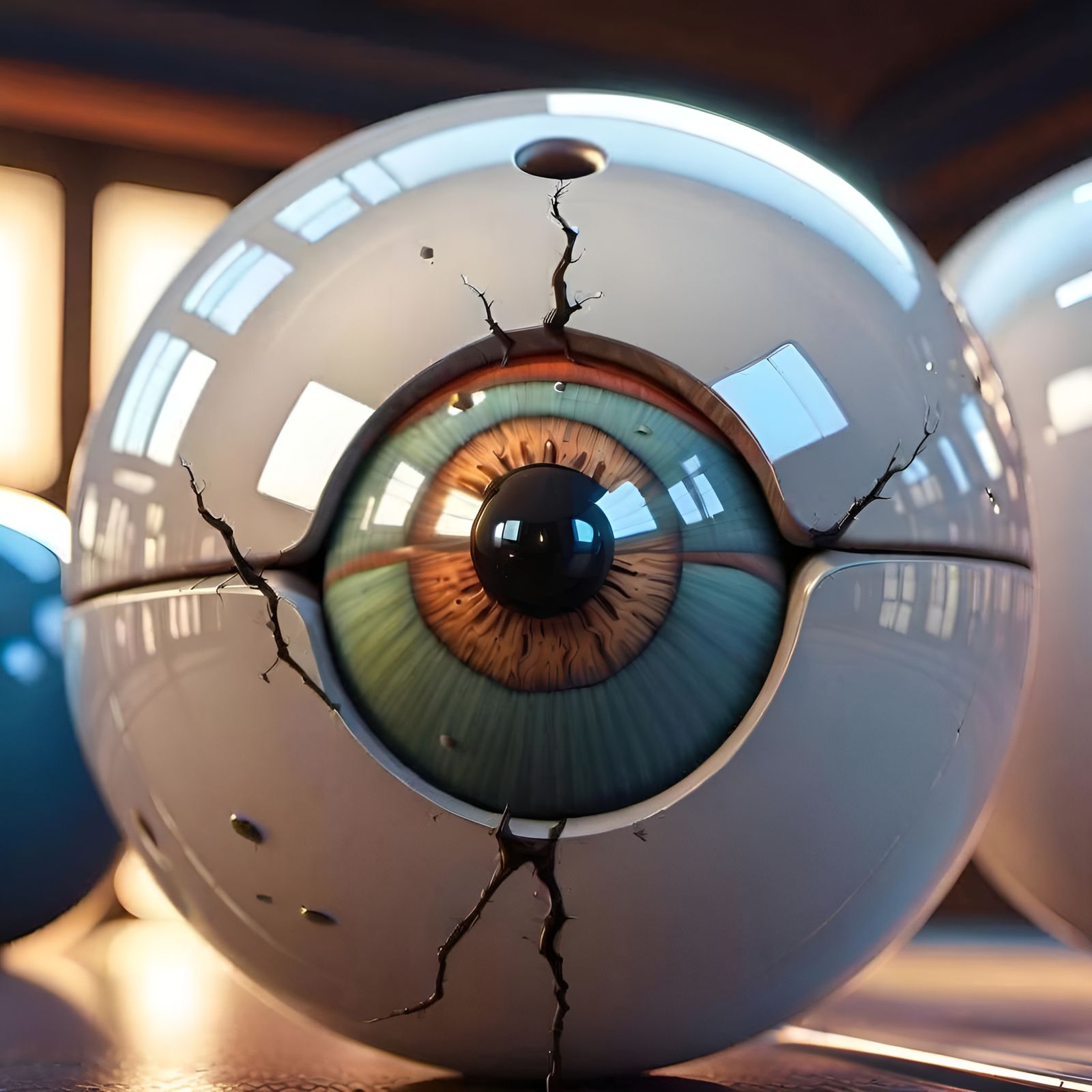 Surreal Eyeball Bowling Ball: Detailed Visionary Art
