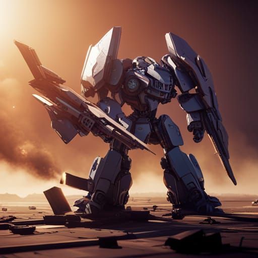 Titan Mech with Weapon in Cinematic Sci-Fi Style
