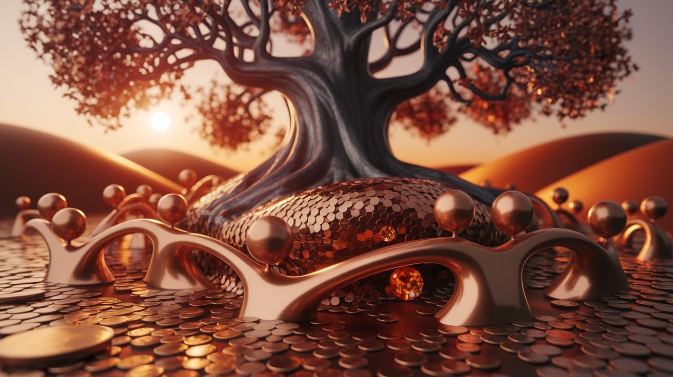 Ancient Oak Tree Symbolizing Collective Wealth in 3D Render