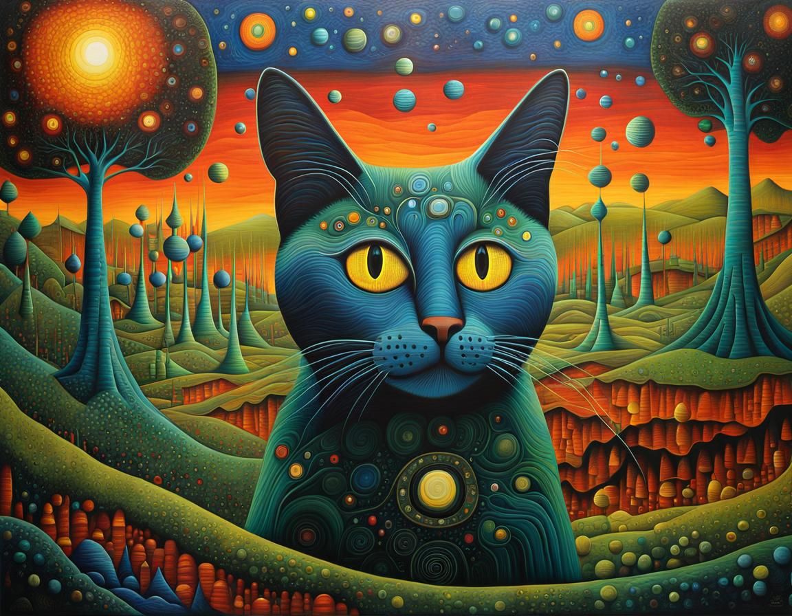 Mystic Cat Portrait in Dark Fantasy Style