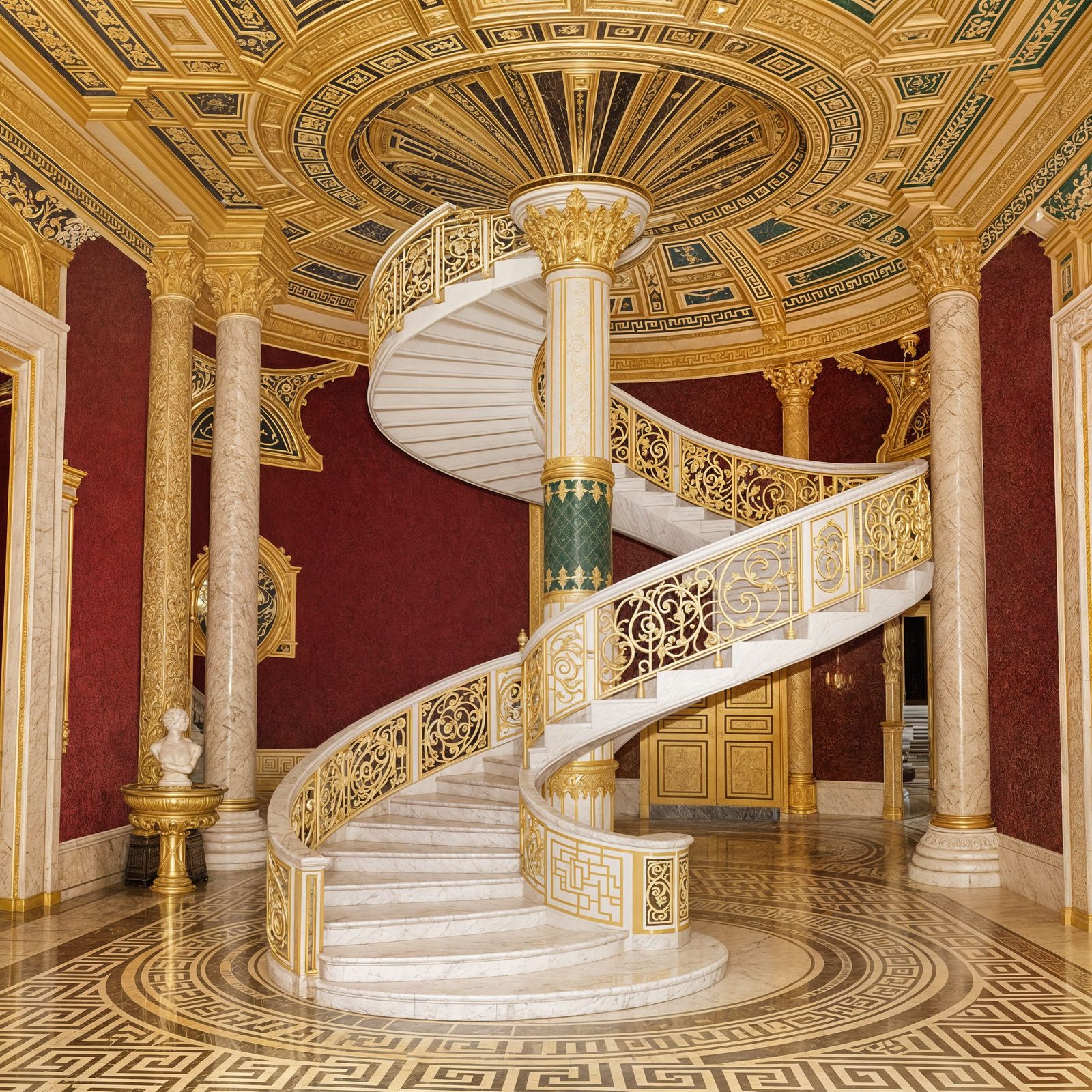 Elegant Marble Staircase in Classic Grand Hall Style