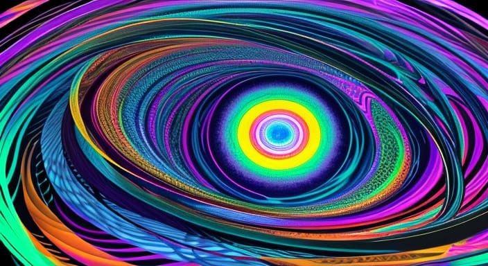 Psychedelic River Through a Kaleidoscopic Garden