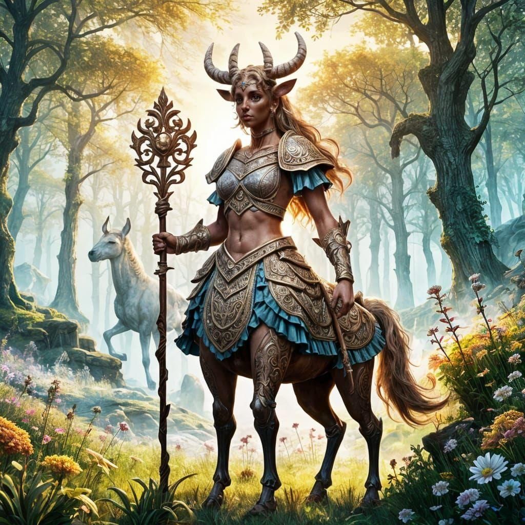 Centaur in Magical Forest, Fantasy Illustration