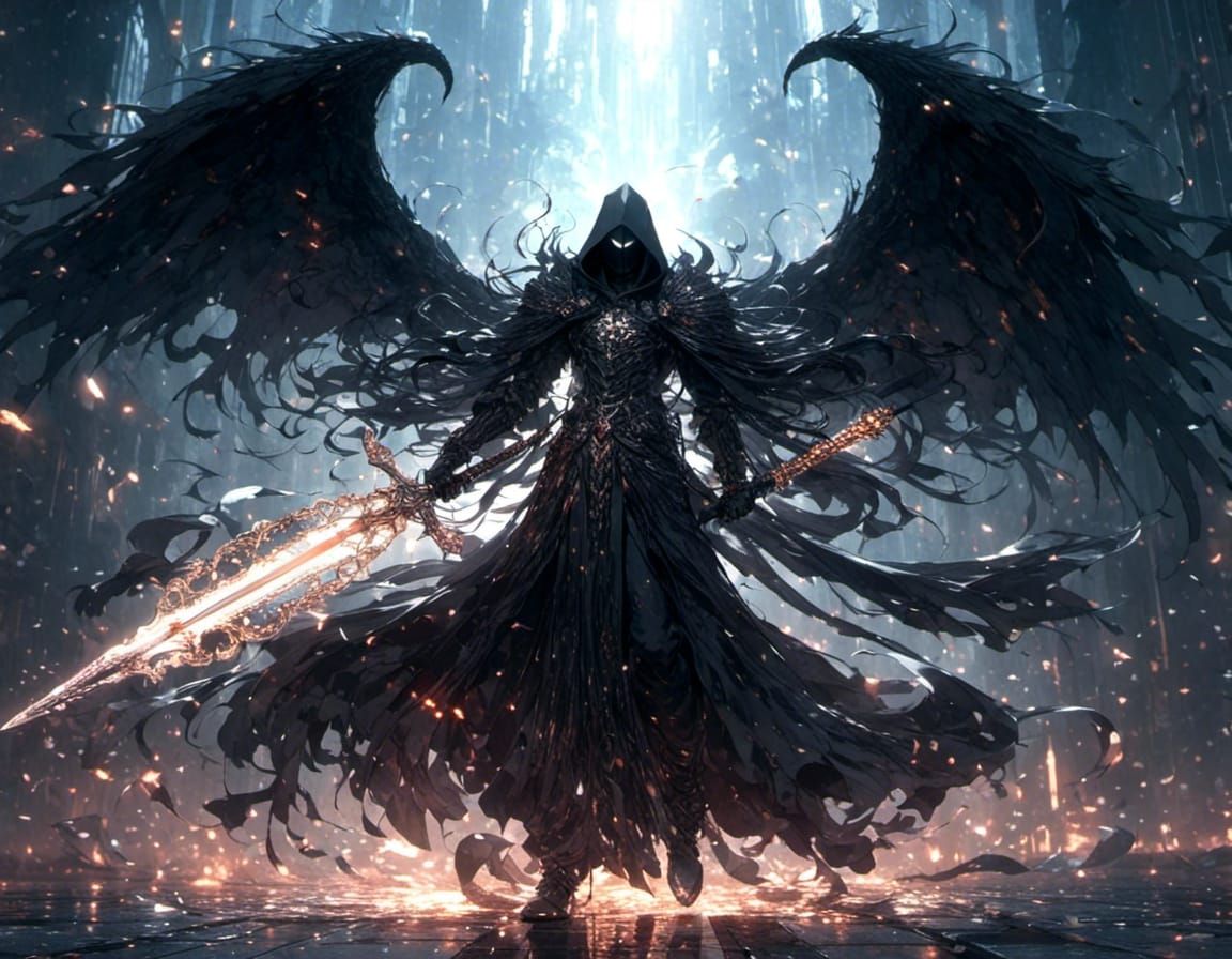 Winged Grim Reaper with Great Sword