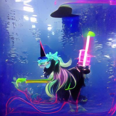 Neon Underwater Unicorn Kendo Master