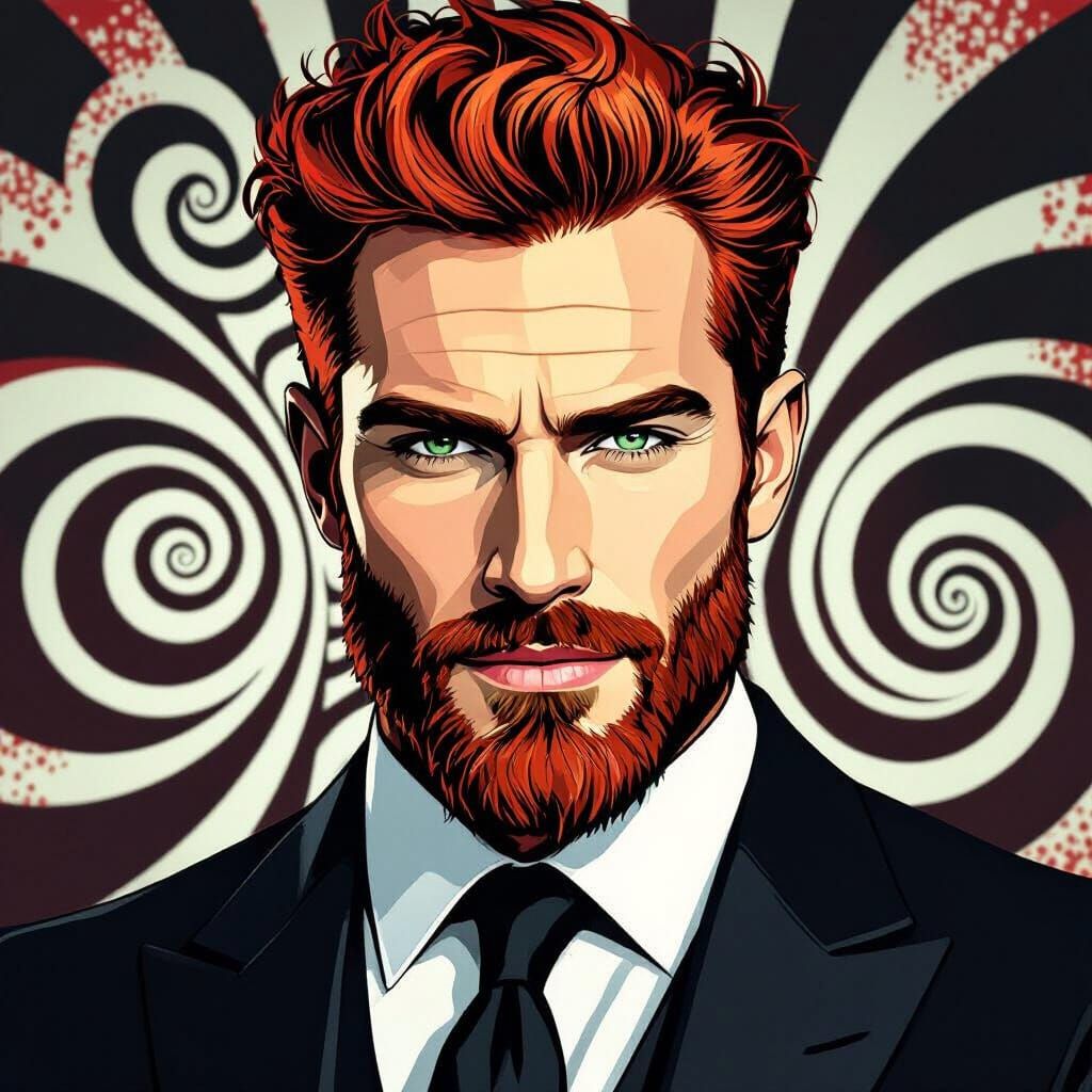 Stage Hypnotist Portrait in Shepard Fairey Style