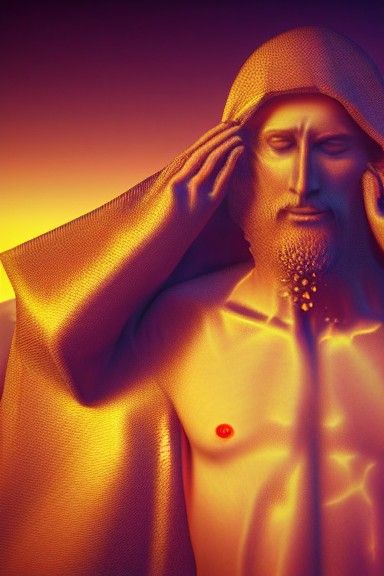 Hyperrealistic Image of Stoned Jesus in Digital Art Style