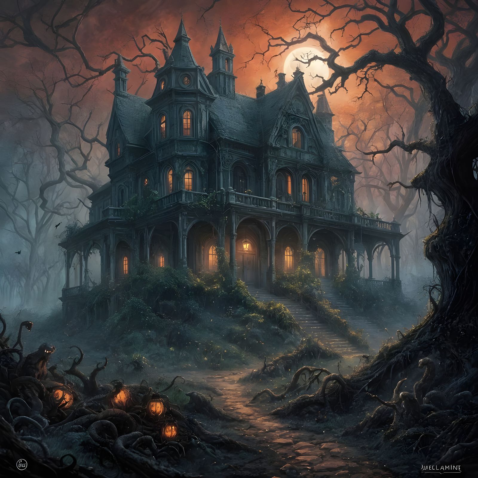 Eerie Moonlit Garden of Twisted, Carnivorous Plants