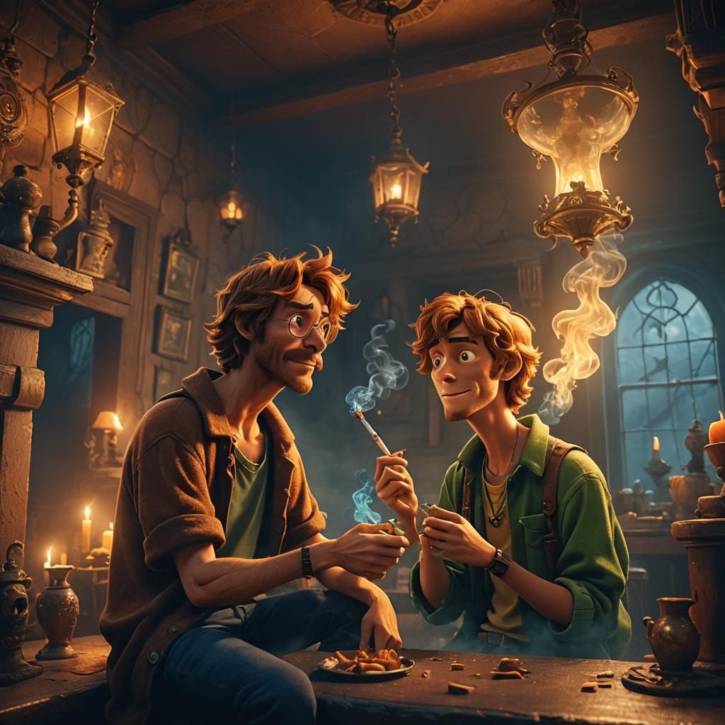 Scooby and Shaggy Smoke Bong in Haunted House
