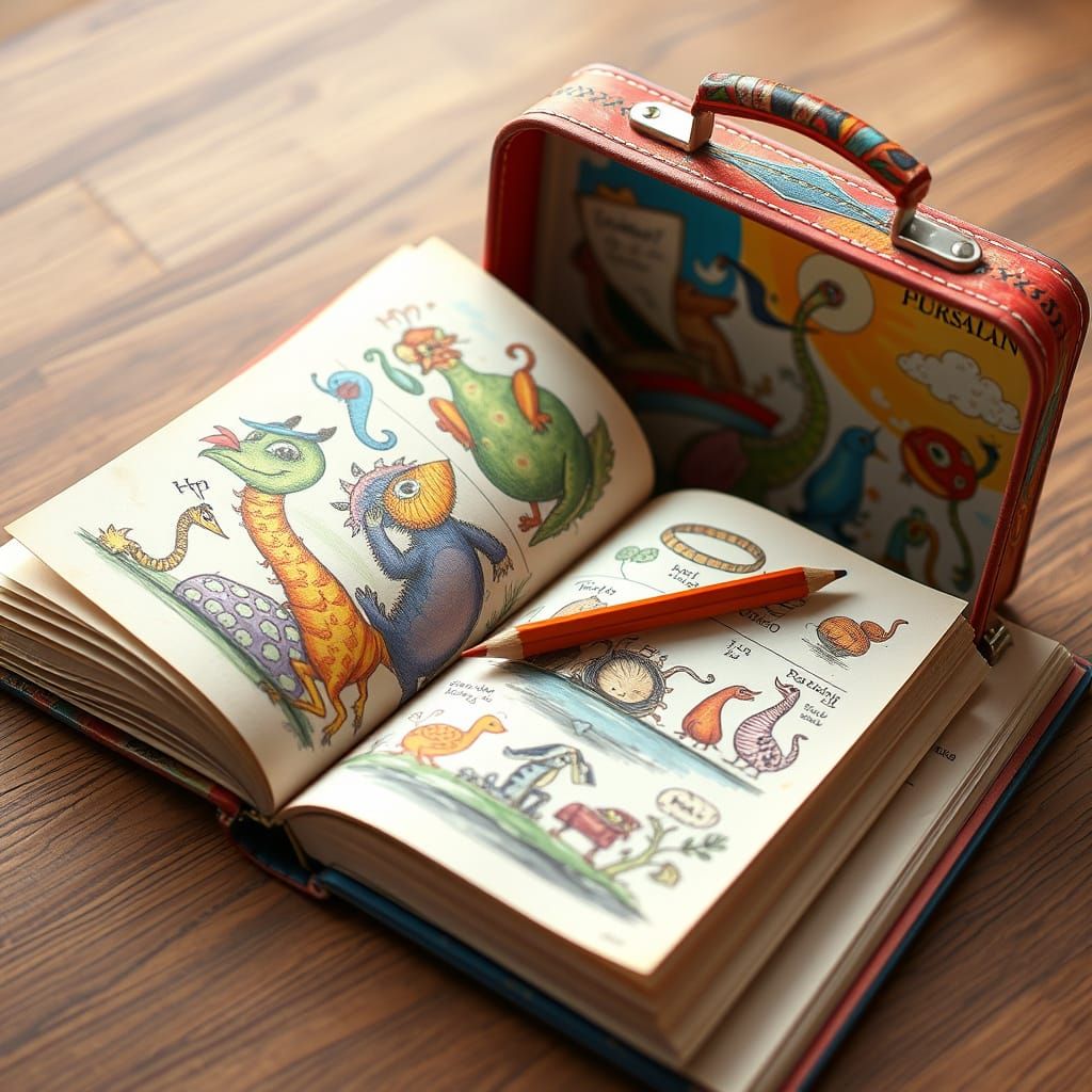 Whimsical Illustrations in a Cozy Art Studio