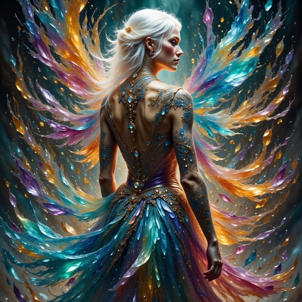 Epic Fantasy Gown of Water-Dyed Silk