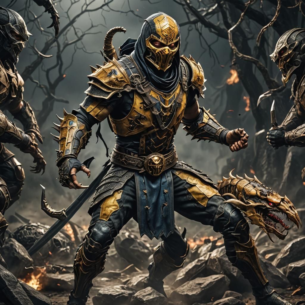 Hyperrealistic Mortal Kombat Scorpion with Intricate Details