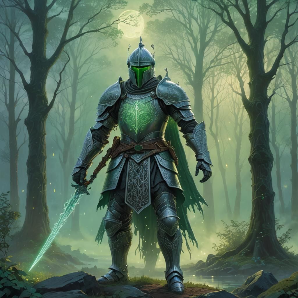 Silver Knight in Emerald Mist: Romantic Realism