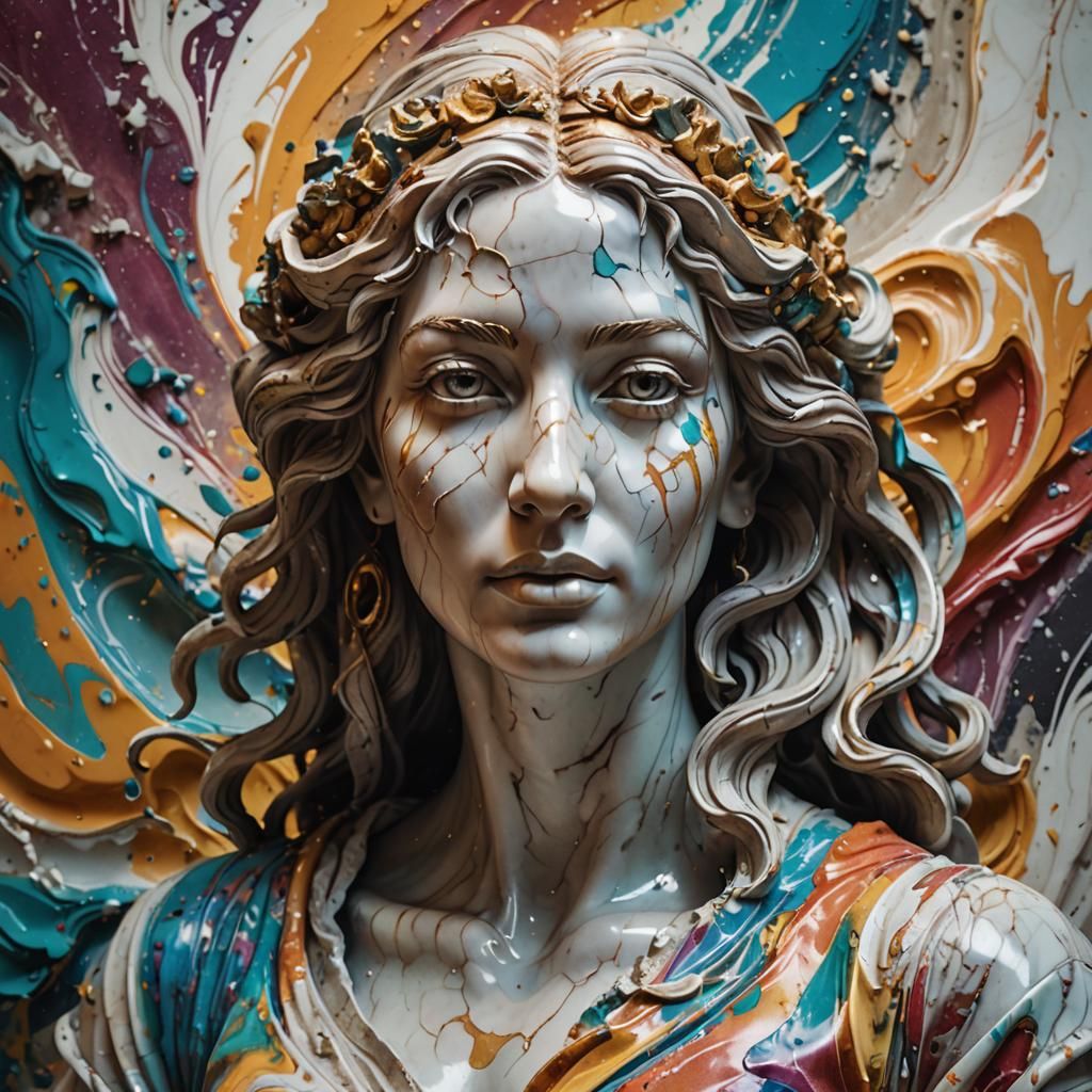 Marble Woman Portrait in Splash Art Style