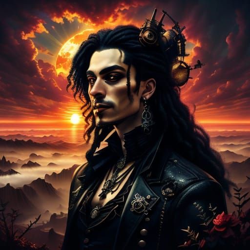 Ethereal Steampunk Beauty at Sunset