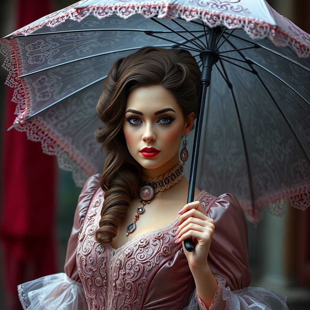 Elegant Victorian Goddess in High Gloss Latex Attire