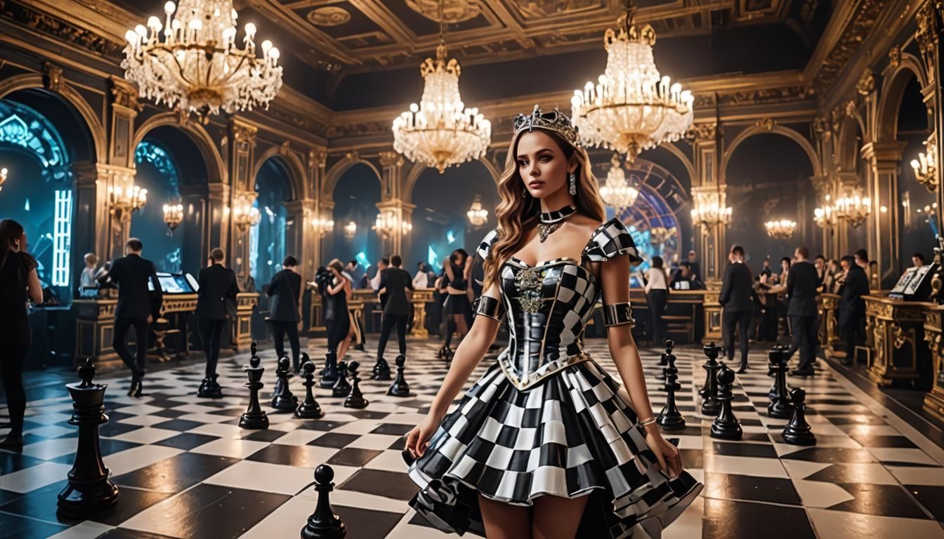 Fantasy Chessroom with Dancing Girls in 8K