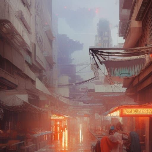 Tel Aviv Concept Art in Orange and Teal