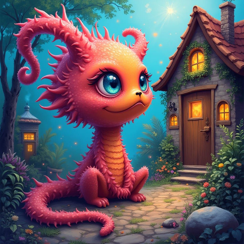 Vibrant Digital Painting of a Funky Fantasy Creature