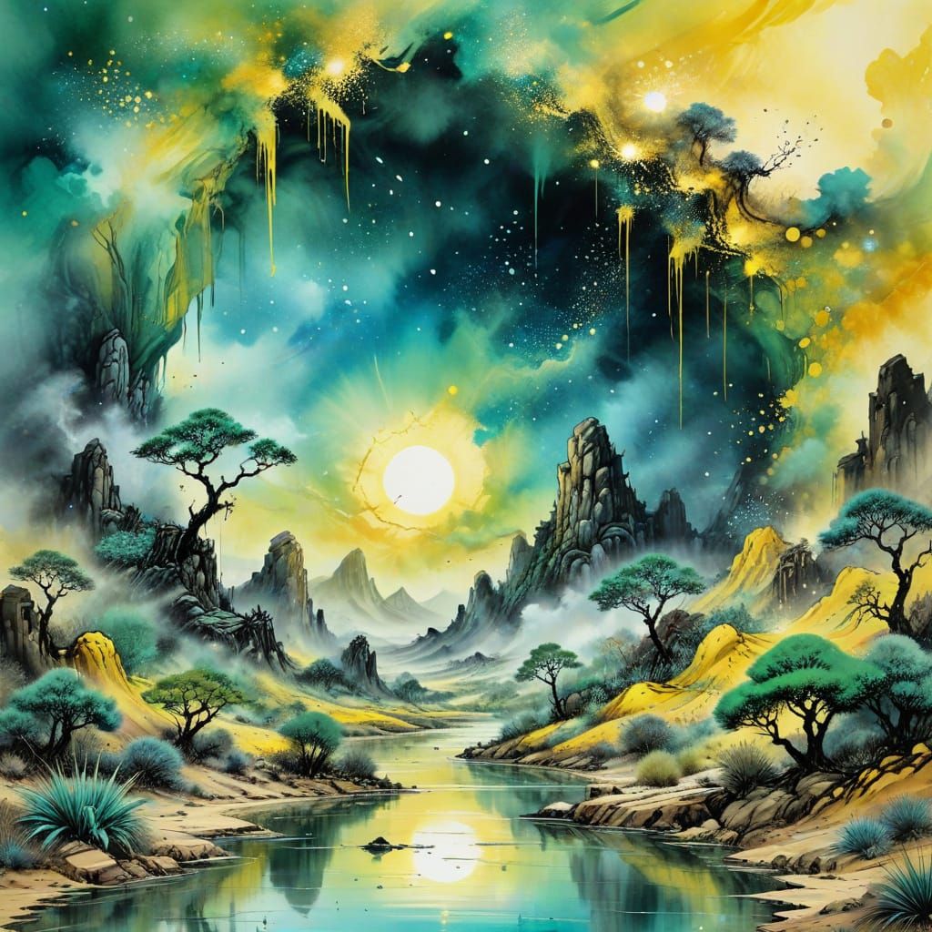 Fantasy Portal Revealed in Chinese Ink Painting