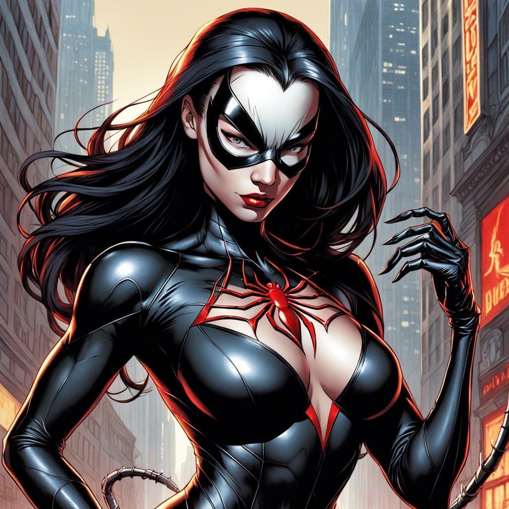 Voluptuous Girl Venom in Skin-Tight Suit