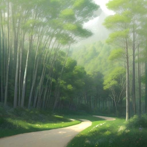 Biophilic Geometric Landscape Painting