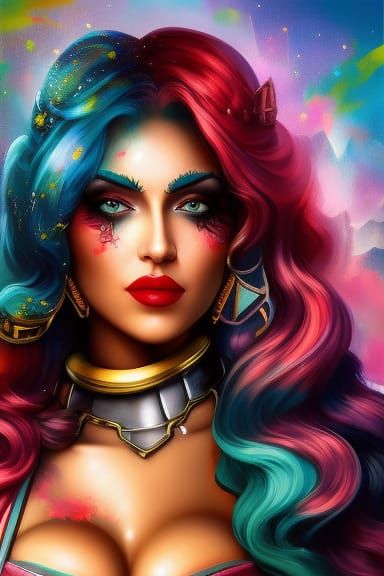 Medieval Barmaid in Graffiti Splash Art Style